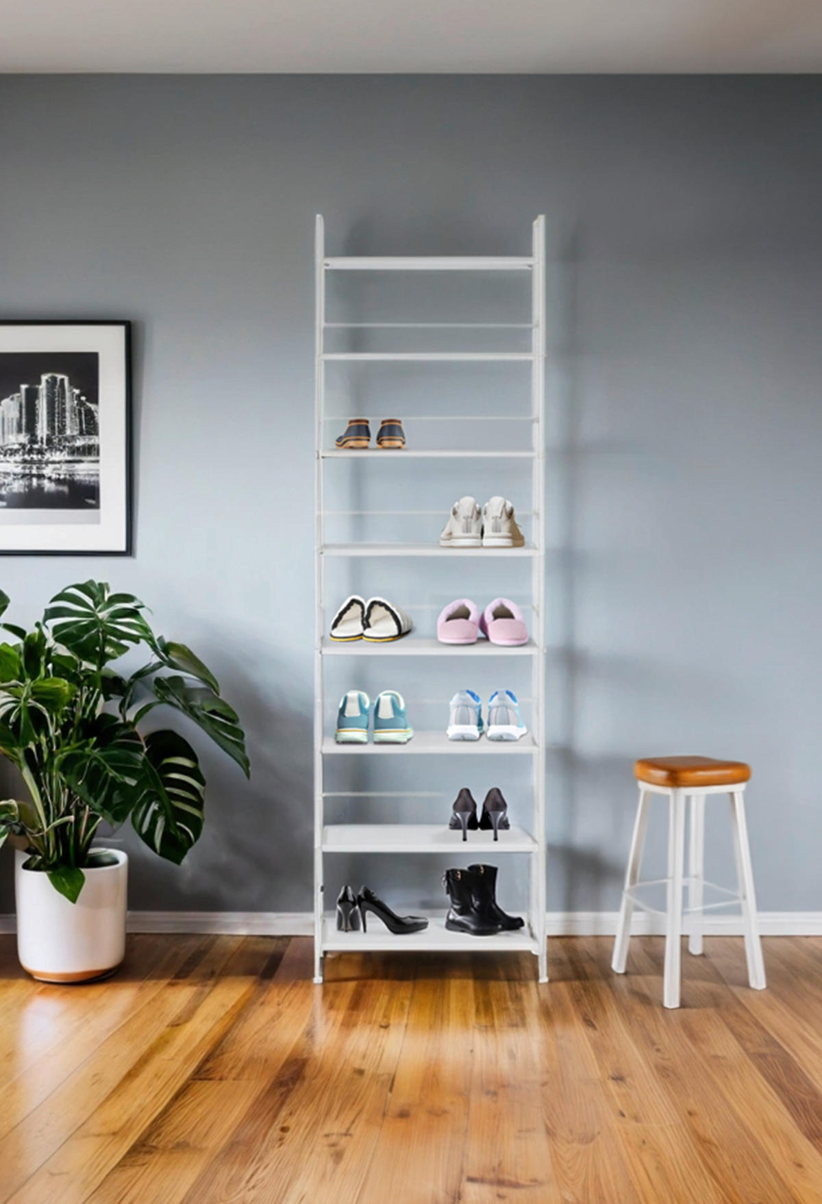 SCHUHREGAL Weiß  - Weiß, MODERN, Metall (59/196/30cm) - PBJ
