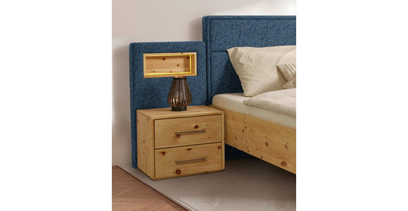 BETT 180/200 cm in Blau, Zirbelkieferfarben - Blau/Zirbelkieferfarben, Natur, Holz/Textil (180/200cm) - Valnatura