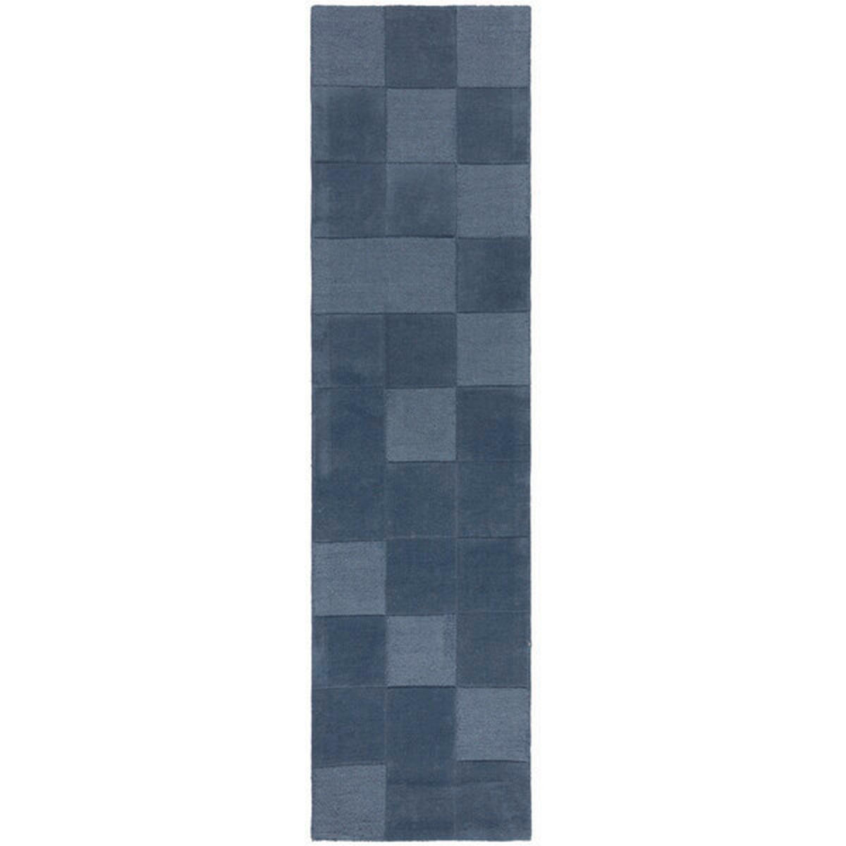 HANDWEBTEPPICH 60/230 cm CHECKERBOARD Blau  - Blau, KONVENTIONELL, Textil (60/230cm)