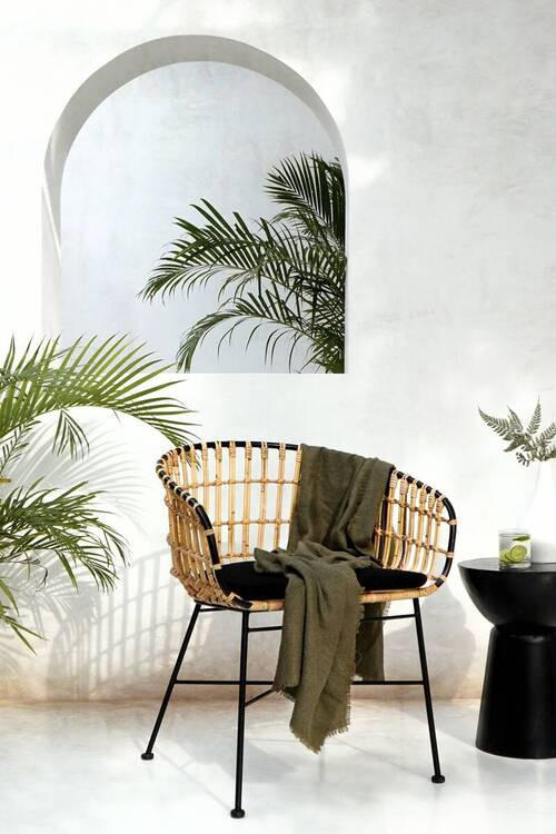 RATTANSESSEL Rattan Naturfarben  - Schwarz/Naturfarben, Natur, Naturmaterialien/Textil (57/78/57cm) - Livetastic