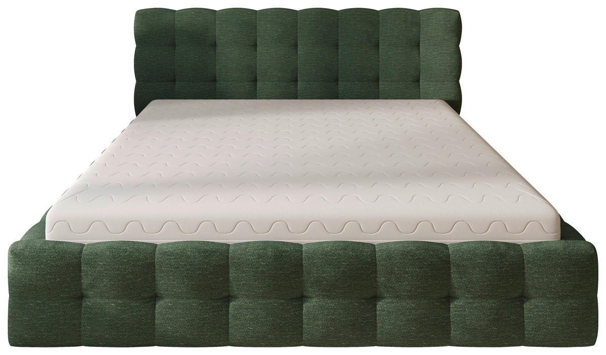 POLSTERBETT 180/200 cm,  in Waldgrün, gepolstertes Kopfteil, Bettkasten,  - Waldgrün/Schwarz, MODERN, Holz/Kunststoff (180/200cm) - Chameo