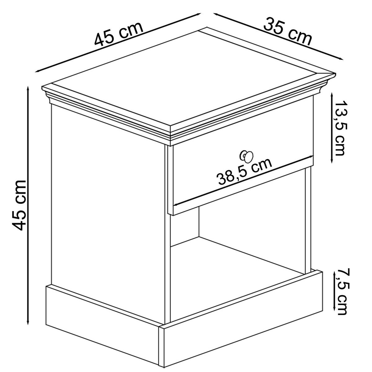NACHTTISCH  - Eiche grau/Silberfarben, Design, Holzwerkstoff/Metall (45/35/45cm) - MID.YOU