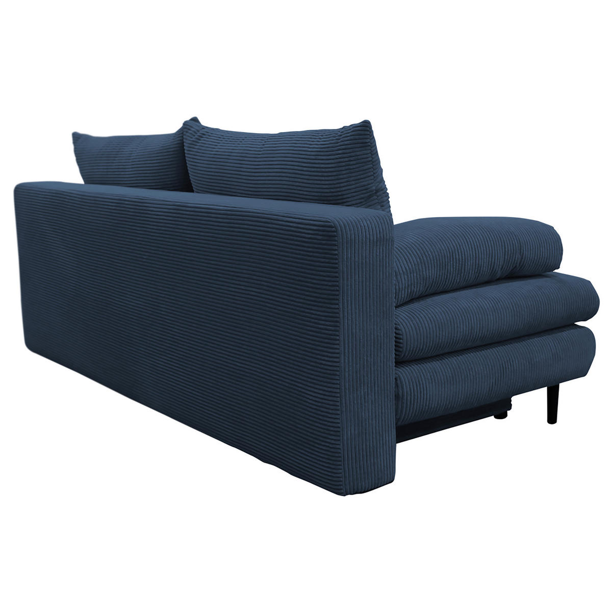 SCHLAFSOFA Cord Dunkelblau  - Schwarz/Dunkelblau, Design, Holz/Textil (202/85/99cm) - P & B