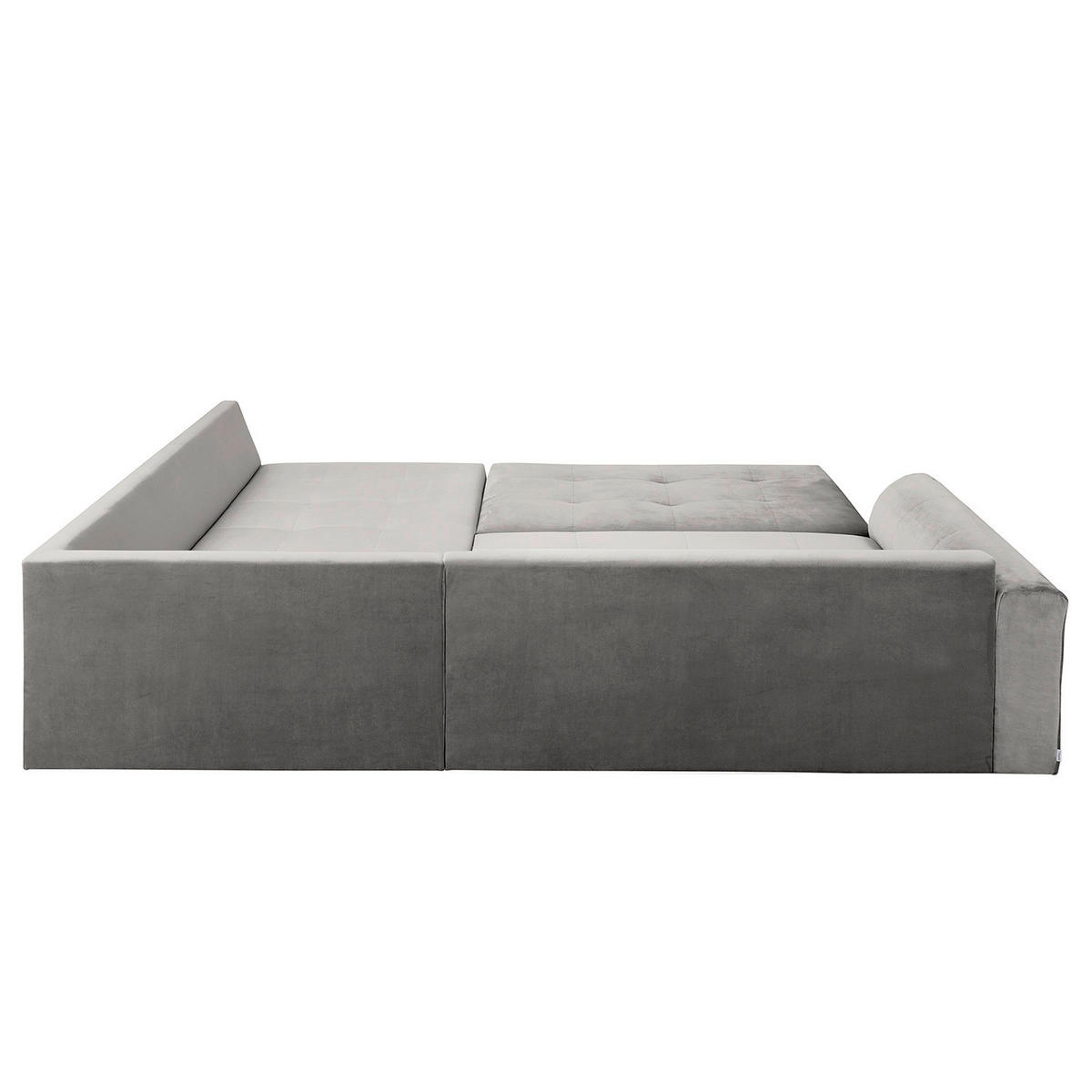 ECKSOFA inkl. Hocker Ariella Grau Samt Rückenkissen, Hocker  - Naturfarben/Grau, Design, Holz/Textil (231/161cm) - Livetastic