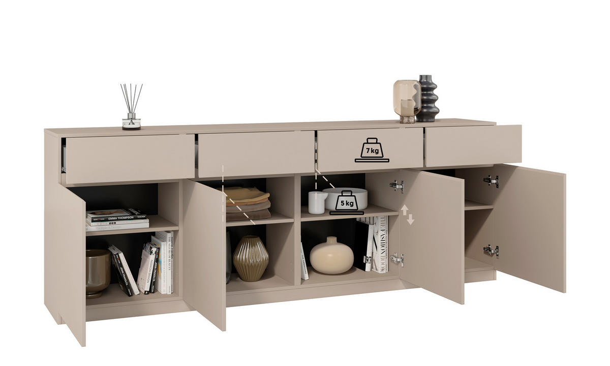 SIDEBOARD Bern  in 225/82,5/40 cm  - Beige, Design, Holzwerkstoff (225/82,5/40cm) - MID.YOU