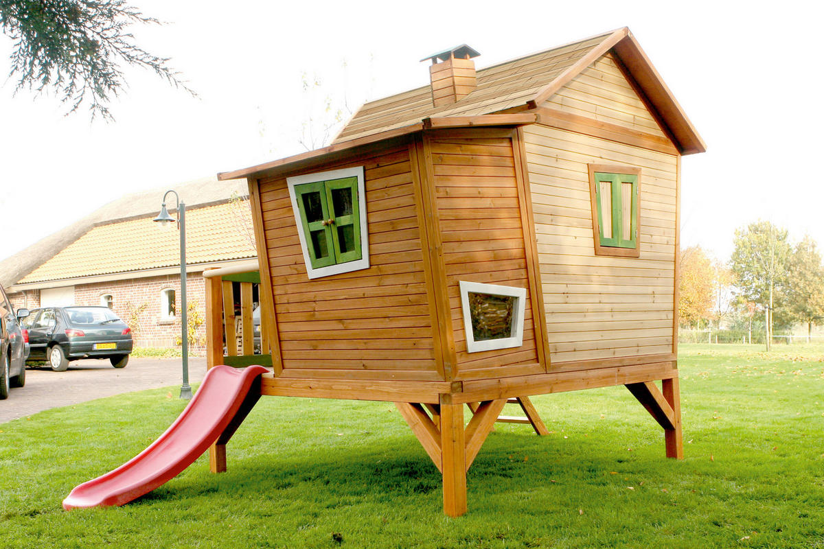 SPIELTURM 345/229/180 cm axi  - Rot/Braun, Basics, Holz (345/229/180cm) - Ambia Garden