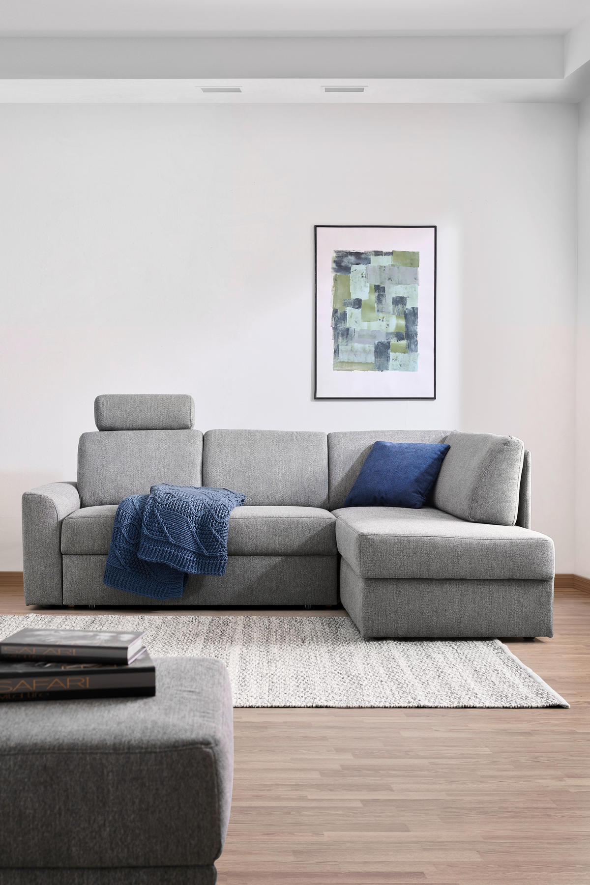 ECKSOFA in Webstoff Grau  - Schwarz/Grau, Konventionell, Kunststoff/Textil (224/165cm) - Xora