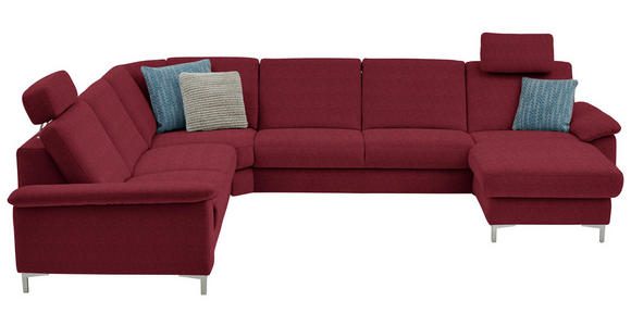 WOHNLANDSCHAFT  in Chenille Rot  - Rot/Alufarben, Design, Textil/Metall (265/333/170cm) - Dieter Knoll