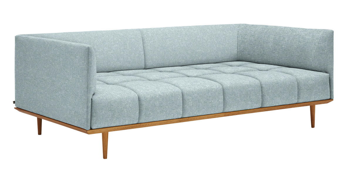 BIGSOFA Flachgewebe Hellblau  - Hellblau, MODERN, Holz/Textil (220/77/120cm) - Joka