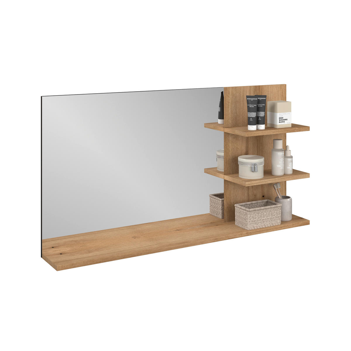 BADEZIMMERSPIEGEL 135/70/20 cm  - Eichefarben/Anthrazit, MODERN, Glas/Holzwerkstoff (135/70/20cm) - MID.YOU
