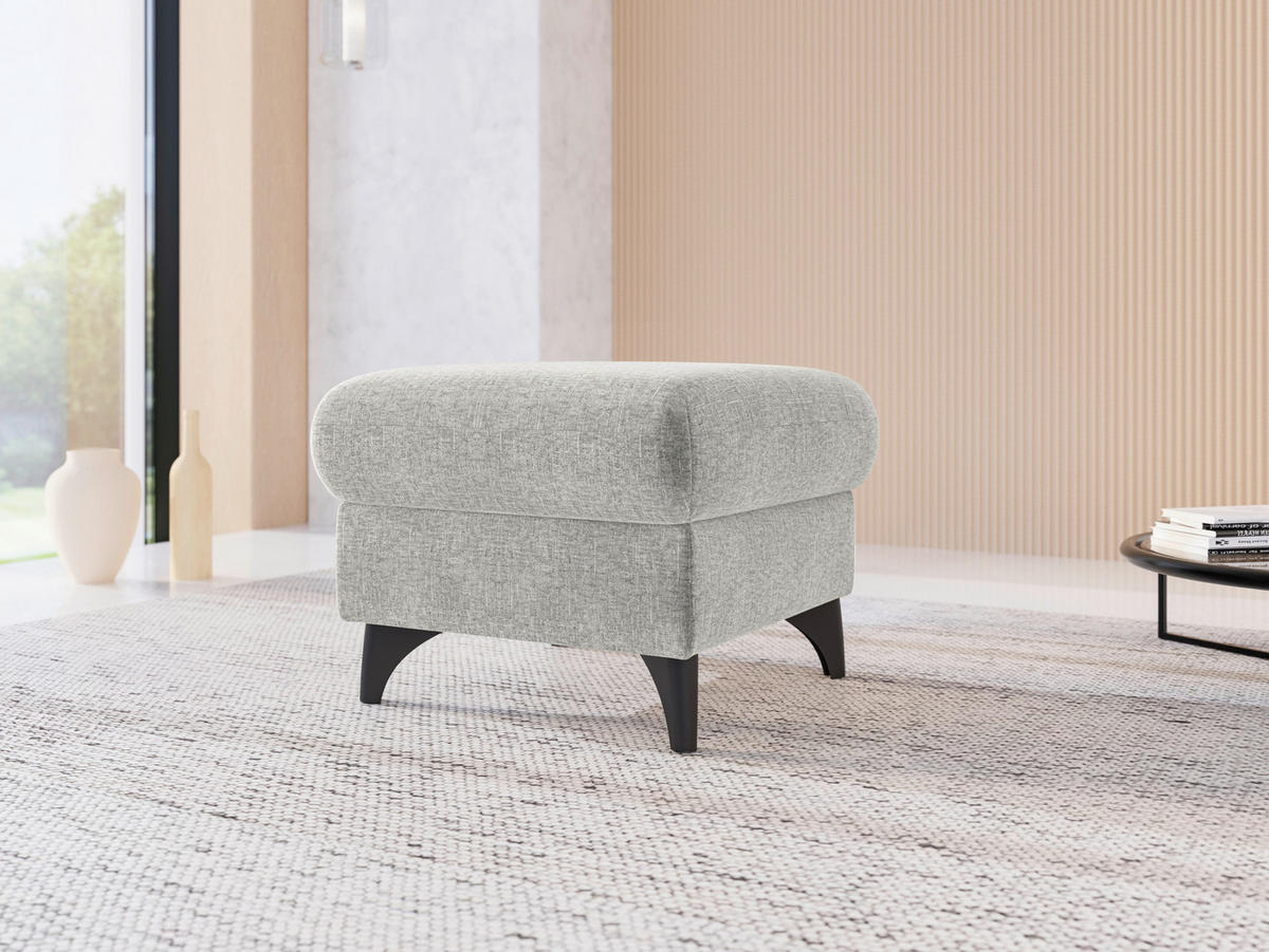 HOCKER in Textil Hellgrau  - Hellgrau/Schwarz, KONVENTIONELL, Textil/Metall (58/48/58cm) - Sit & More