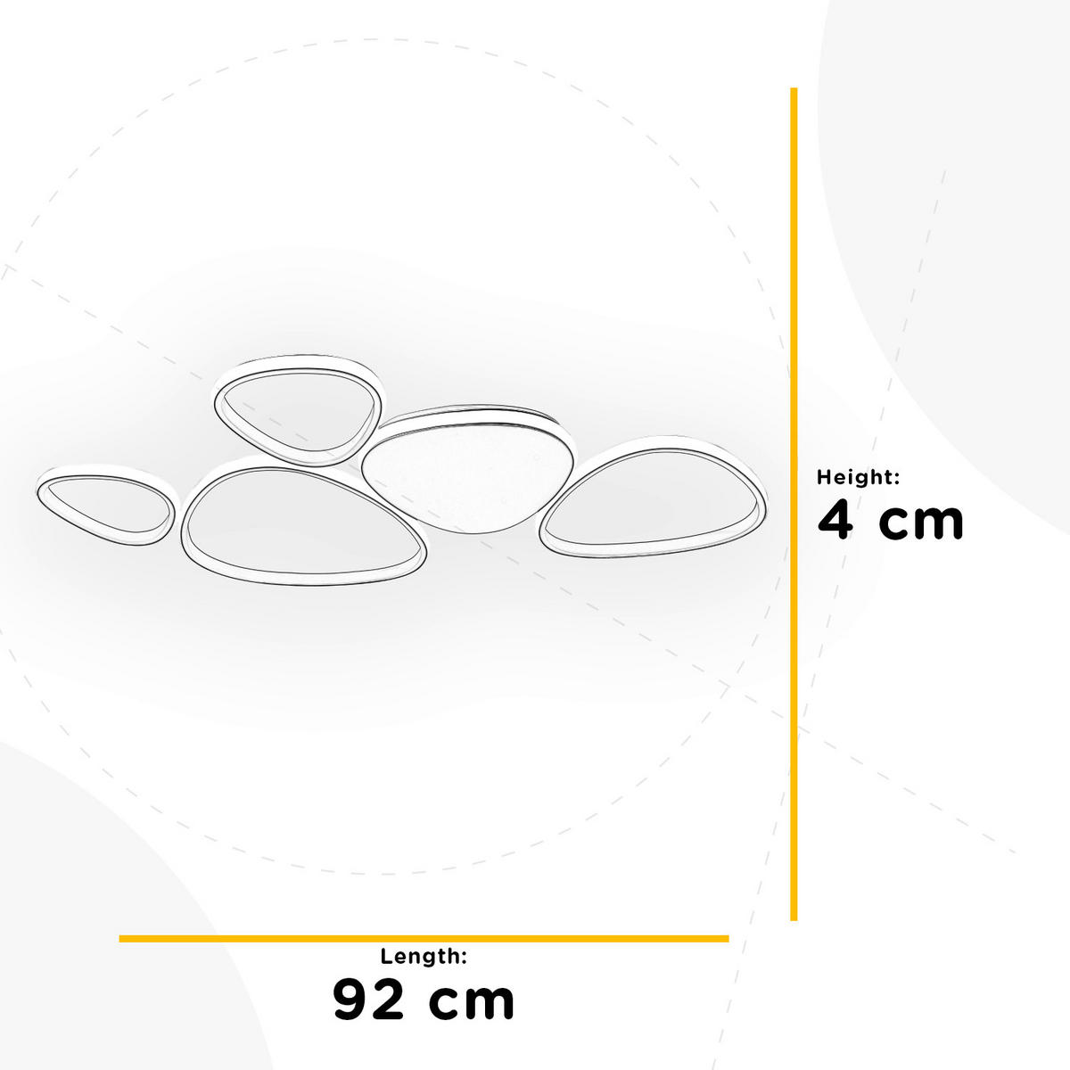 STROPNÉ LED SVIETIDLO, 92/52/4 cm - biela s vysokým leskom, Design, kov (92/52/4cm)