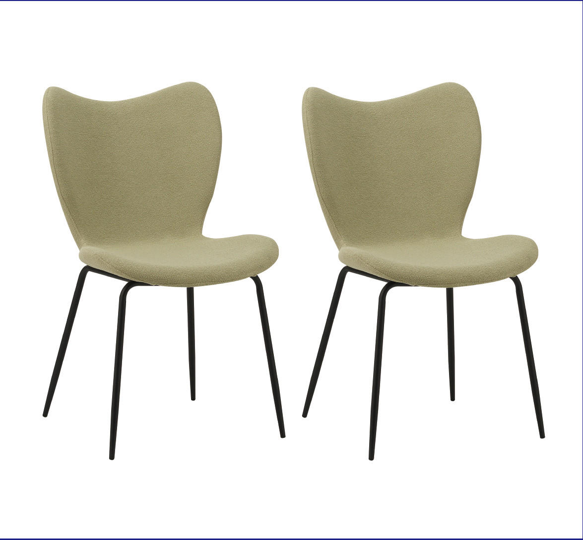 STUHL-SET 2 Stück  in Bouclé  - Schwarz/Grün, MODERN, Textil/Metall (50/88,5/42cm) - MID.YOU