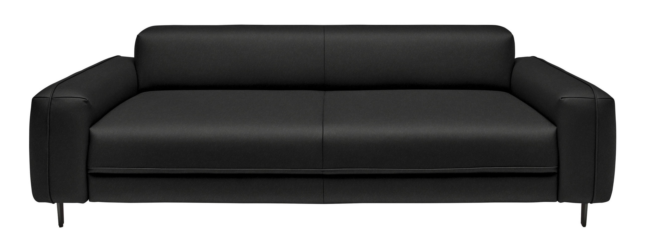 3-SITZER-SOFA Echtleder Schwarz  - Anthrazit/Schwarz, Design, Leder/Metall (230/70/109cm) - Johann Jakob