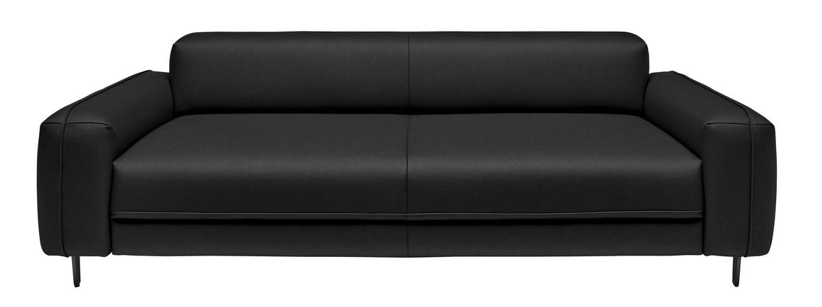 3-SITZER-SOFA  in Echtleder Schwarz   - Anthrazit/Schwarz, Design, Leder/Metall (230/70/109cm) - Johann Jakob