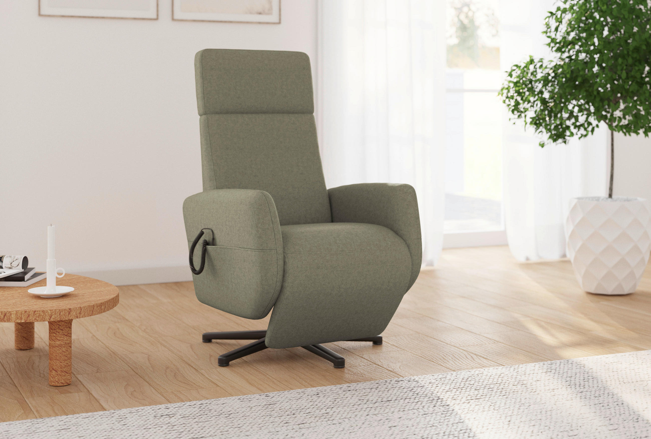 RELAXSESSEL in Textil Olivgrün  - Schwarz/Olivgrün, Konventionell, Textil/Metall (71/110/82cm) - Sit & More