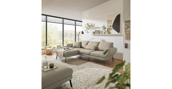 ECKSOFA  in Flachgewebe Beige  175-224/255-365 cm  - Beige/Schwarz, Design, Textil/Metall (175-224/255-365cm) - Dieter Knoll