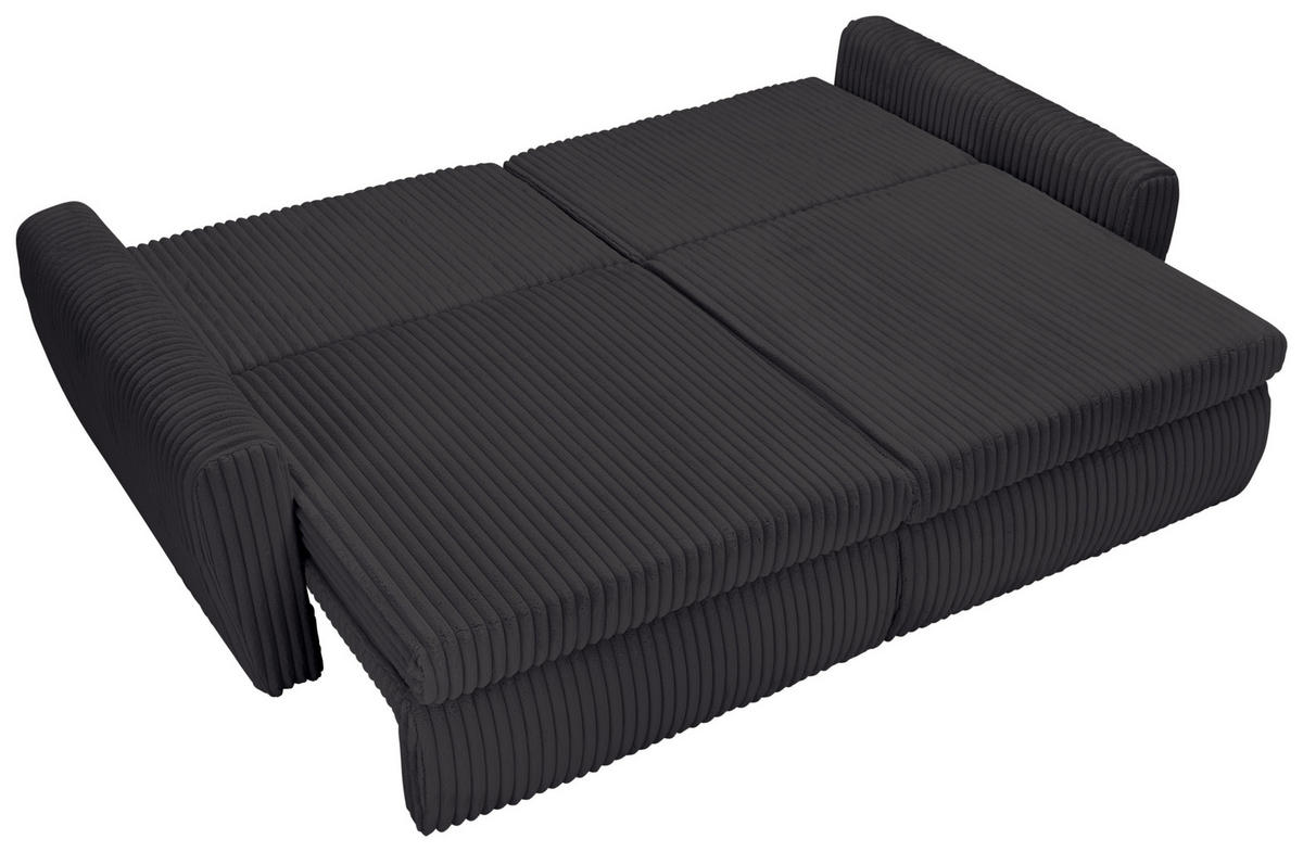 SCHLAFSOFA  mit Stoffauswahl, Liegefunktion, Schlafen auf Sitzhöhe, Rücken echt Cord, Plüsch Schwarz  - Schwarz, MODERN, Kunststoff/Textil (240/90/120cm) - Carryhome