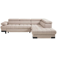 ECKSOFA Beige Webstoff  - Beige/Schwarz, Design, Textil/Metall (263/223cm) - Welnova