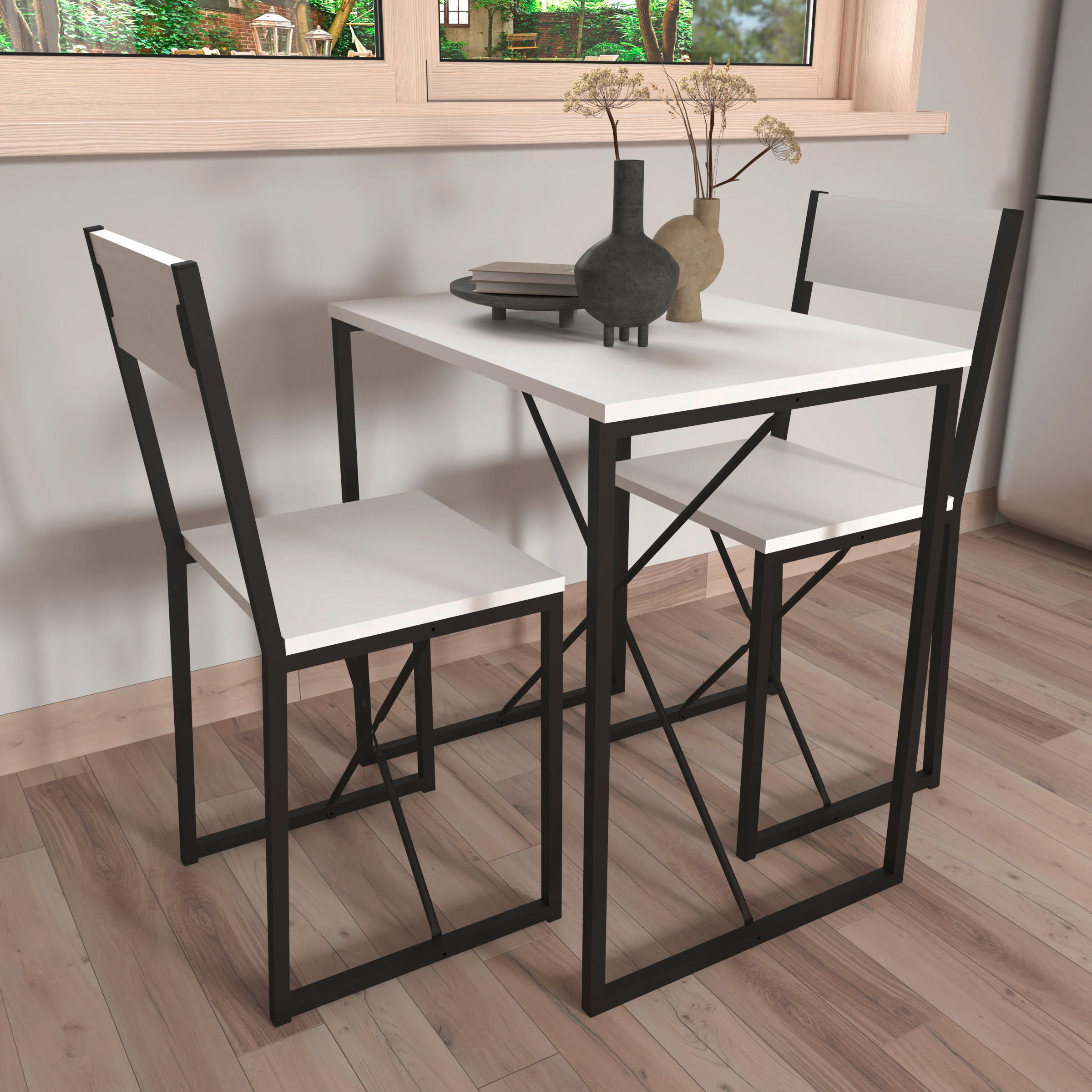 MATBORD i trämaterial 72,8/52,7/84,7 cm   - vit/svart, Design, metall/trämaterial (72,8/52,7/84,7cm) - MID.YOU
