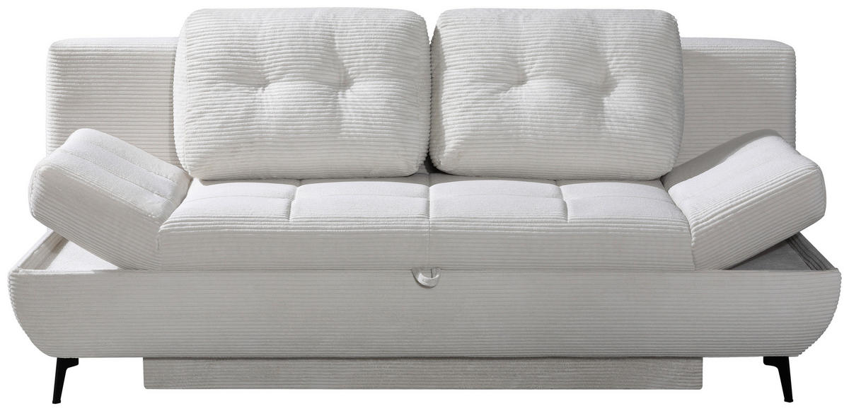 SCHLAFSOFA Flachgewebe Hellgrau  inkl. Rückenkissen, Bettkasten, Schlaffunktion  - Hellgrau/Schwarz, Design, Textil/Metall (210/92/107cm) - Novel
