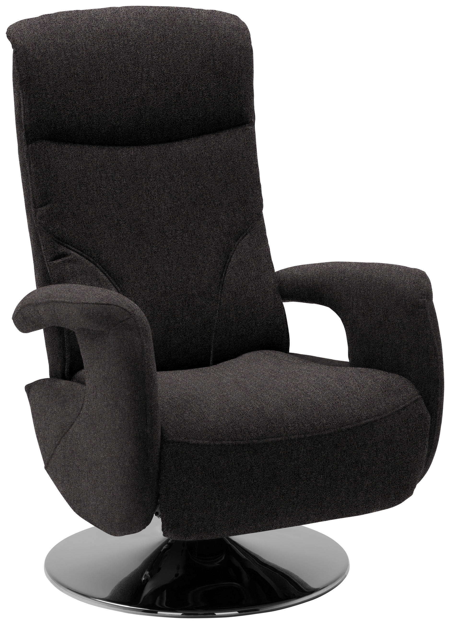 RELAXSESSEL Chenille, Mikrofaser Relaxfunktion, Kopfteilverstellung    - Chromfarben/Graubraun, Design, Textil/Metall (71/110/83cm) - Dieter Knoll