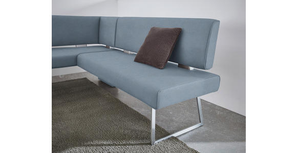 ECKBANK 160/208 cm  in Blau, Edelstahlfarben  - Blau/Edelstahlfarben, Design, Textil/Metall (160/208cm) - Dieter Knoll