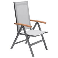 ÖSSZECSUKHATÓ KERTI KAROSSZÉK fa, fém, textil szürke, világosszürke, tíkfa színű  - világosszürke/tíkfa színű, Design, textil/fa (56,4/105,8/65,50cm) - Ambia Garden