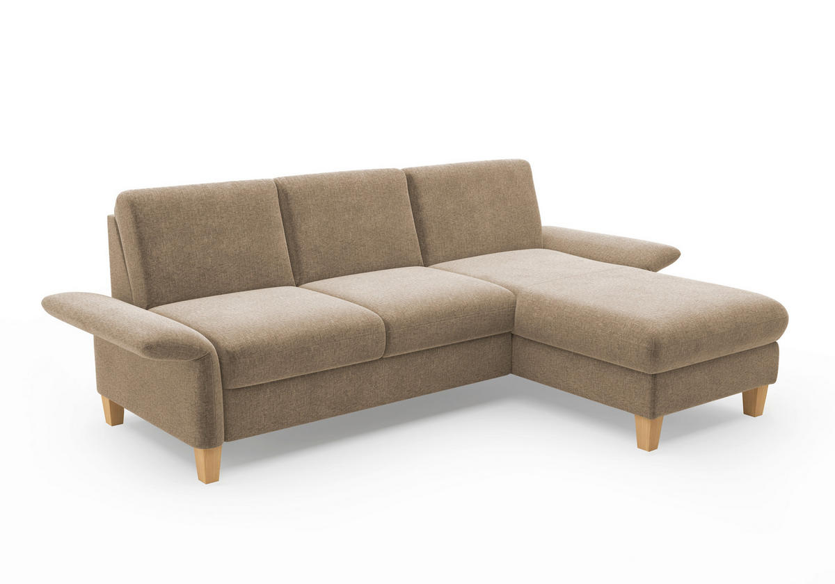 ECKSOFA ROCHELLE E Hellbraun Flachgewebe  - Hellbraun/Eichefarben, KONVENTIONELL, Holz/Textil (251/164cm) - Sit & More
