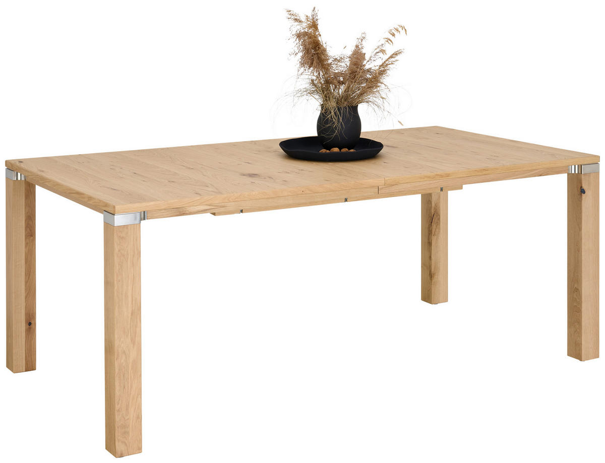 ESSTISCH in Holz, Metall 190(290)/100/75 cm  - Edelstahlfarben/Eichefarben, Design, Holz/Metall (190(290)/100/75cm) - Venjakob