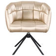 ARMLEHNSTUHL  Sitzfläche 360° drehbar Webstoff  Schwarz, Champagner  - Champagner/Schwarz, Design, Textil/Metall (67/79/64cm) - Novel