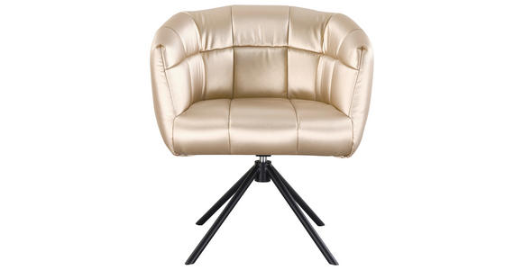ARMLEHNSTUHL  Sitzfläche 360° drehbar Webstoff  Schwarz, Champagner  - Champagner/Schwarz, Design, Textil/Metall (67/79/64cm) - Novel