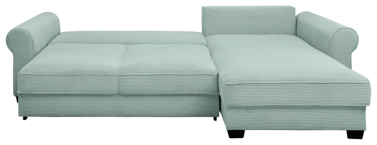 ECKSOFA Salbeigrün Cord  - Salbeigrün/Schwarz, KONVENTIONELL, Kunststoff/Textil (318/197cm) - Hom`in