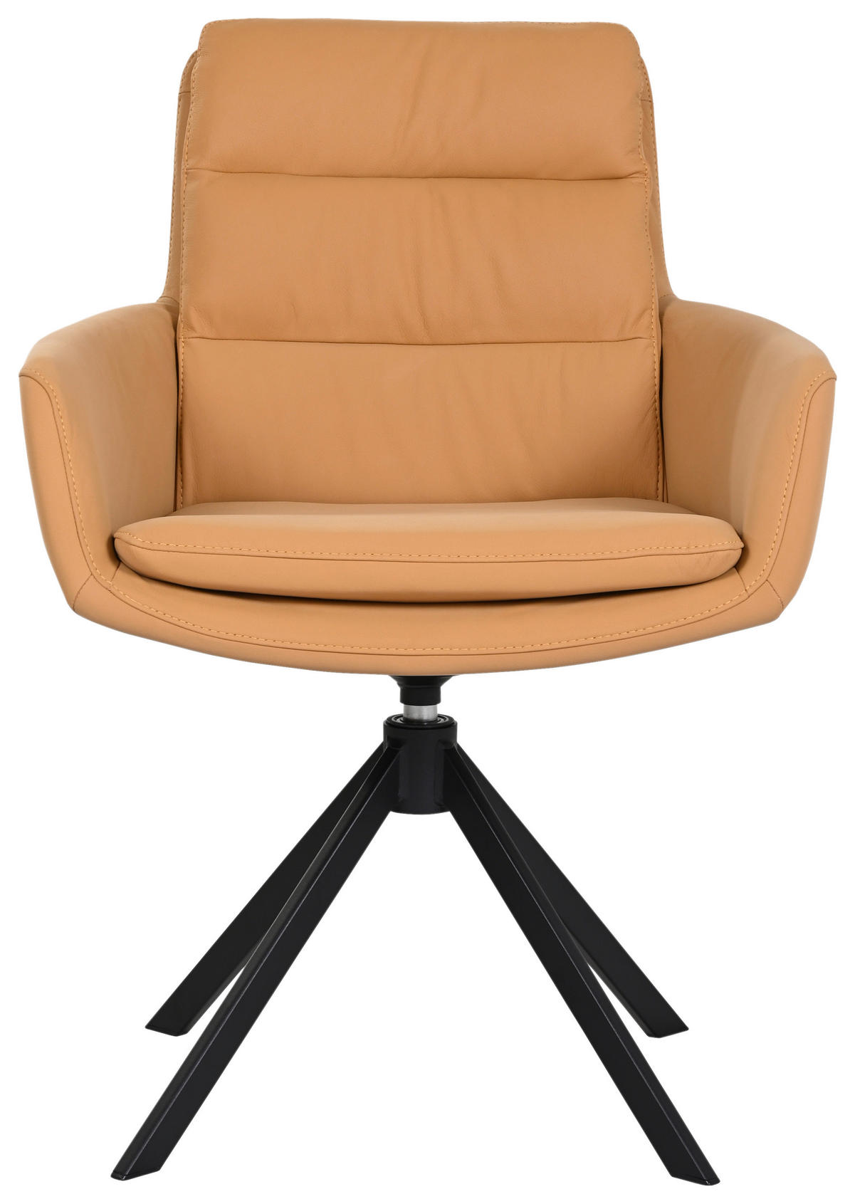 ARMLEHNSTUHL  in Stahl Echtleder pigmentiert  - Dunkelgelb/Schwarz, Design, Leder/Metall (62,5/89/66,5cm) - Dieter Knoll