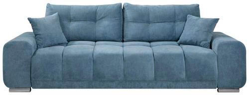 3-SITZER-SOFA Mikrovelours Blau  - Blau/Silberfarben, MODERN, Kunststoff/Textil (260/95/90cm) - MID.YOU