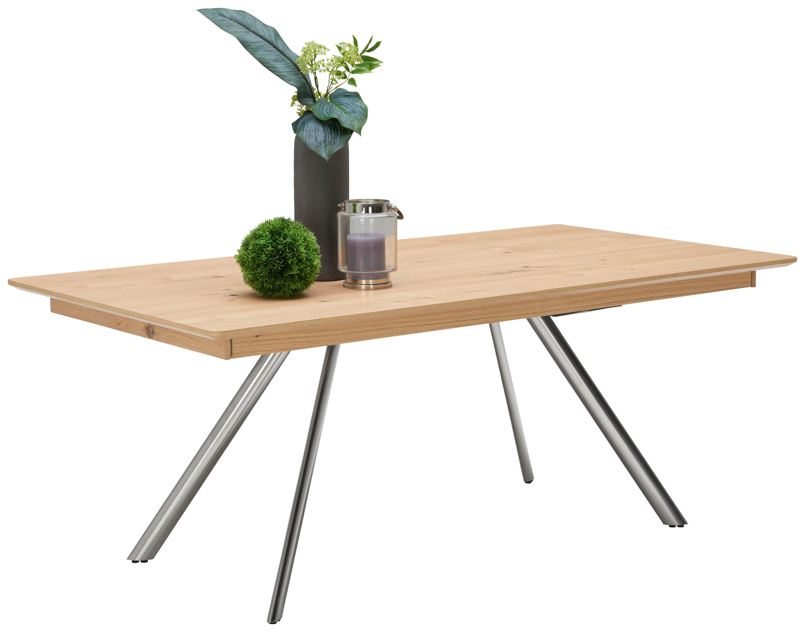 ESSTISCH in Holz, Metall 190/100/75 cm  - Edelstahlfarben/Eichefarben, Design, Holz/Metall (190/100/75cm) - Venjakob