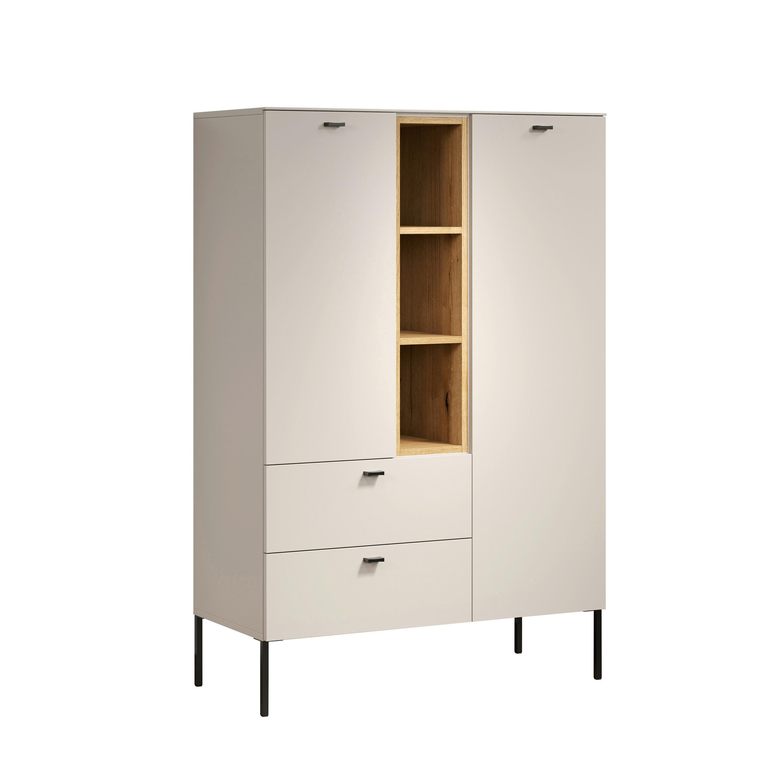HIGHBOARD Sao Paulo WO, 93/140/42 cm, 2 Schublade(n)  - Kaschmir/Eichefarben, Basics, Holzwerkstoff/Metall (93/140/42cm) - MID.YOU