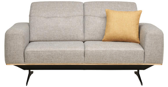 2-SITZER-SOFA in Struktur Beige  - Beige/Schwarz, Design, Holz/Textil (174/76-97/102cm) - Novel