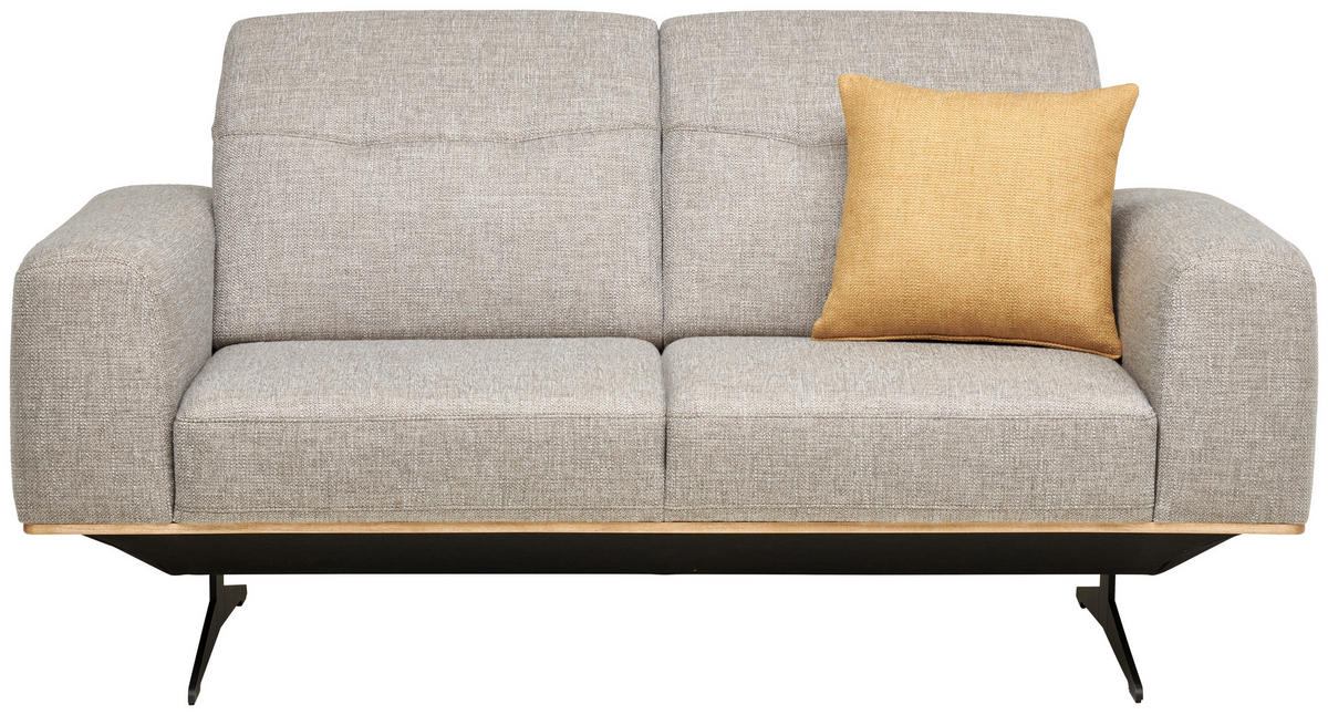 2-SITZER-SOFA in Struktur Beige  - Beige/Schwarz, Design, Holz/Textil (174/76-97/102cm) - Novel