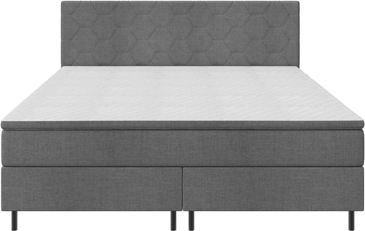BOXSPRINGBETT 180/200 cm  Graubraun  - Graubraun/Schwarz, Konventionell, Textil/Metall (180/200cm) - Chameo