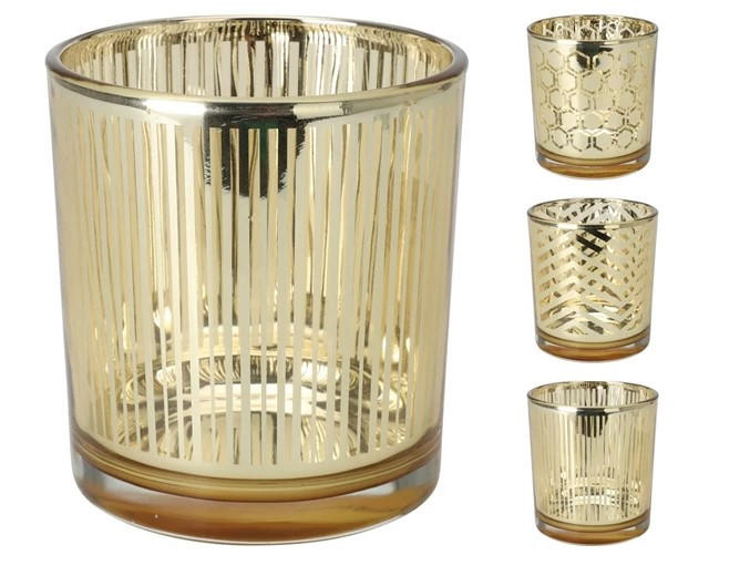 VÄRMELJUSGLAS  - guldfärgad, glas (7/8cm)