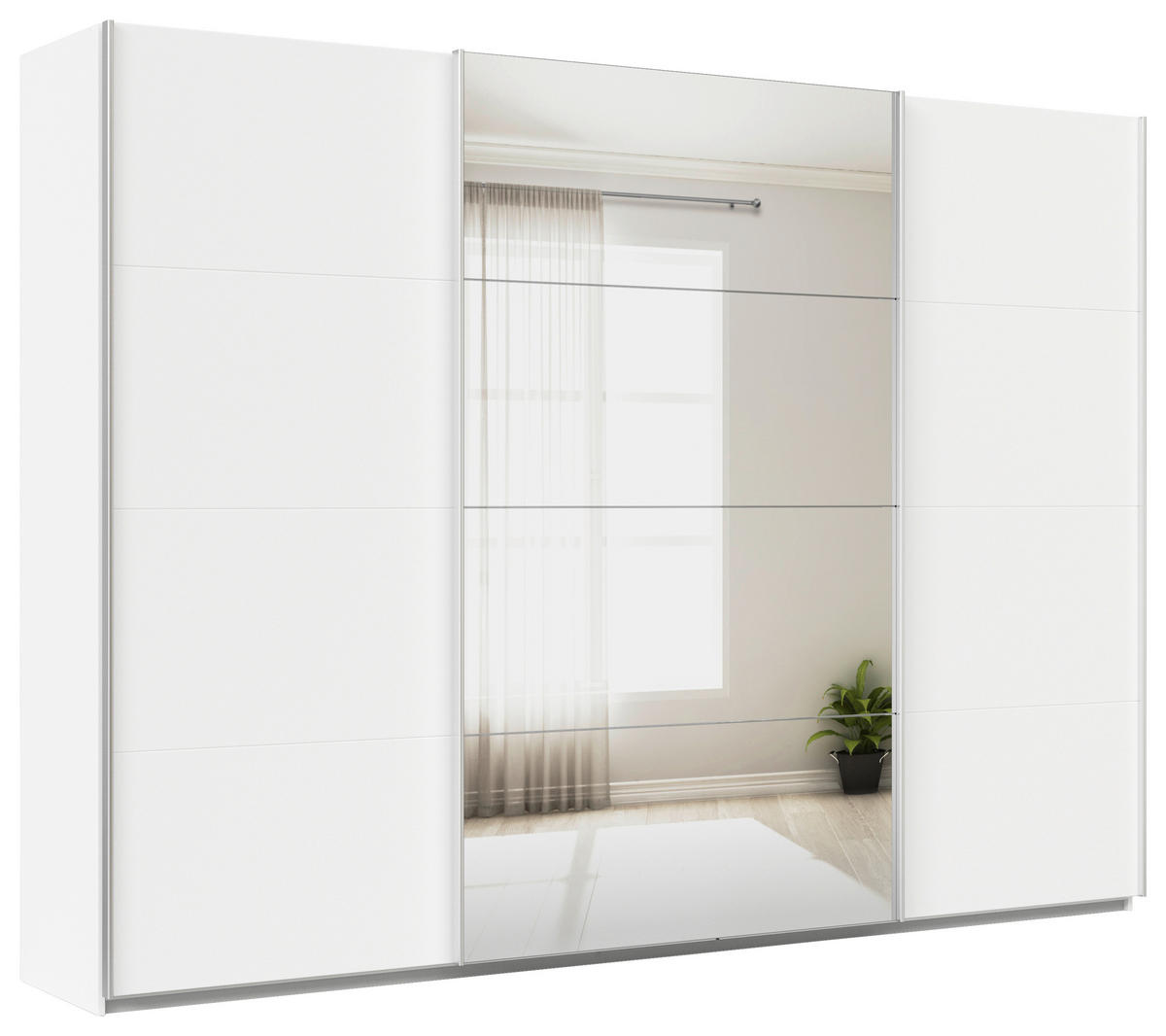SCHWEBETÜRENSCHRANK  in Weiß  - Alufarben/Weiß, KONVENTIONELL, Glas/Holzwerkstoff (315/210/62cm) - Xora