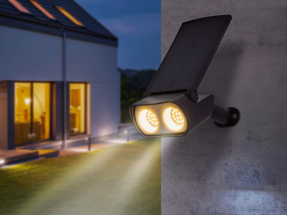 SOLARLEUCHTE Spotlight 19/9,5/28,5 cm  - Schwarz, Basics, Kunststoff (19/9,5/28,5cm) - Ambia Garden