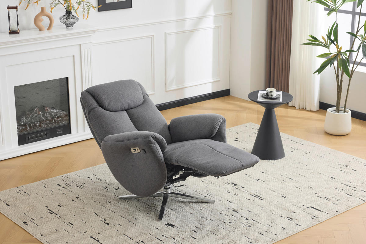 MASSAGESESSEL in Webstoff Grau  - Chromfarben/Grau, Design, Textil/Metall (79/110/85cm) - Livetastic