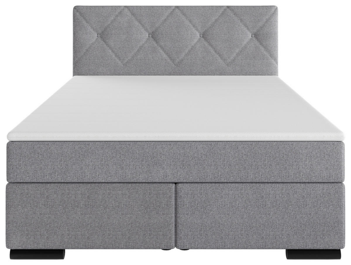BOXSPRINGBETT 140/200 cm  in Hellgrau  - Hellgrau/Schwarz, MODERN, Karton/Holz (140/200cm) - MID.YOU