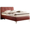 LIT BOXSPRING 140/200 cm  in Bordeaux  - Chromfarben/Bordeaux, Basics, Leder/Holz (140/200cm) - Novel