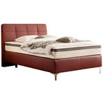 BOXSPRINGBETT 140/200 cm  in Bordeaux  - Chromfarben/Bordeaux, Basics, Leder/Holz (140/200cm) - Novel