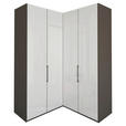 ECKKLEIDERSCHRANK 157/236/157 cm  - Schieferfarben/Graubraun, KONVENTIONELL, Glas/Holzwerkstoff (157/236/157cm) - Dieter Knoll