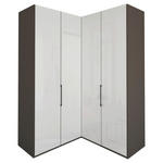 ECKKLEIDERSCHRANK 157/236/157 cm  - Schieferfarben/Graubraun, KONVENTIONELL, Glas/Holzwerkstoff (157/236/157cm) - Dieter Knoll