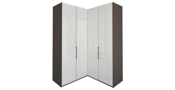 ECKKLEIDERSCHRANK 157/236/157 cm  - Schieferfarben/Graubraun, KONVENTIONELL, Glas/Holzwerkstoff (157/236/157cm) - Dieter Knoll